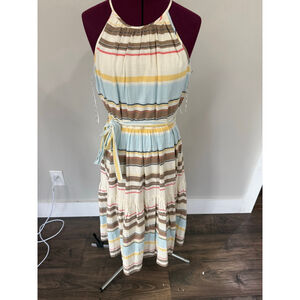 DKNY Cotton Halter-Neck Midi Belted Dress 8